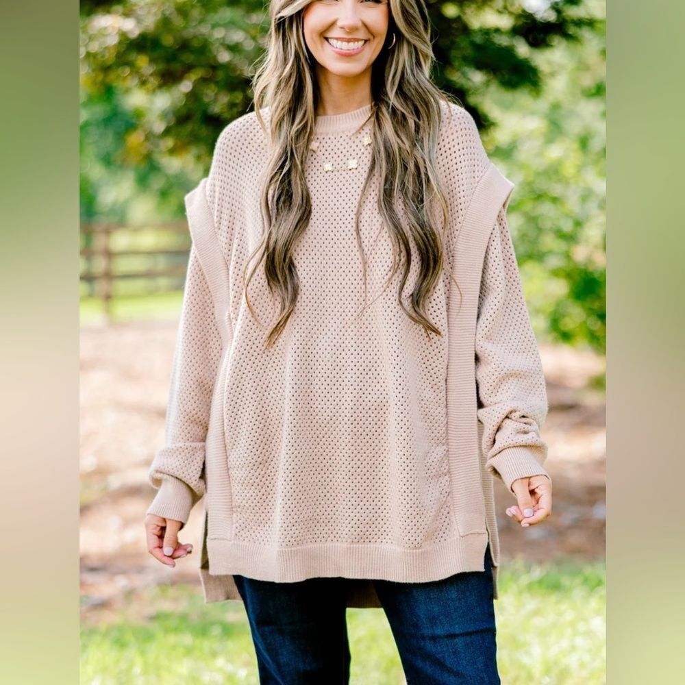 Chic Soul Size 1X Allstar Sweater, Beige Plus Size NWOT